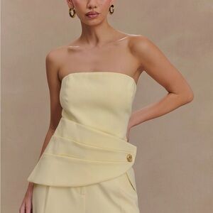 MESHKI Faith Strapless Suiting Top - Lemon Cream XXXL (US Size 14)